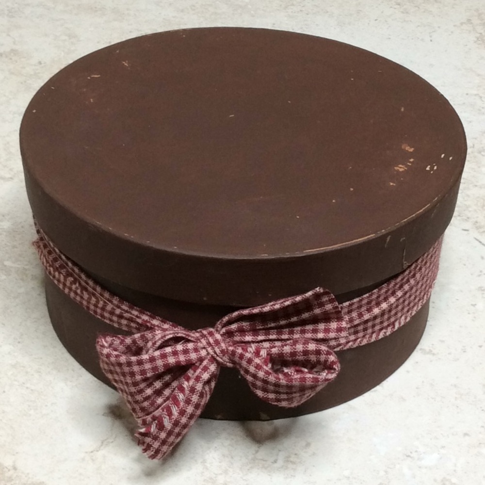 Decor Storage Container Hatbox with Fabric Tie New
